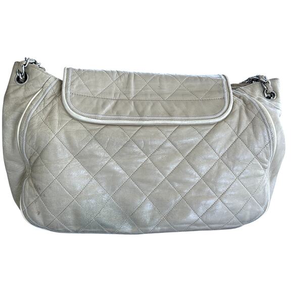 Authentic Chanel Quilted Calfskin Tote – Beige / Silver Hardware - Picture 9 of 16